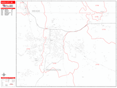 Rapid City Digital Map Red Line Style